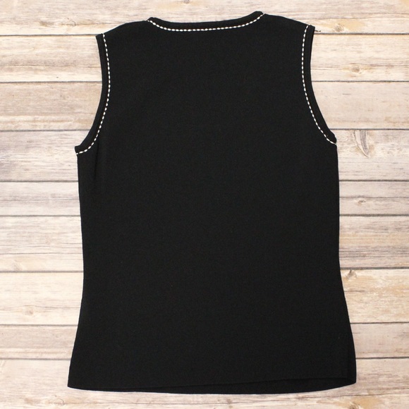 BCBGMaxazria Black Knit Embroidered Sleeveless - Picture 3 of 5